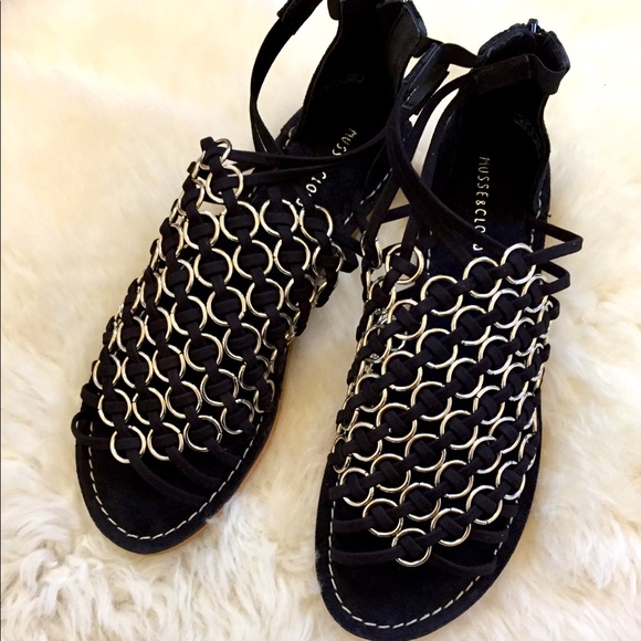 Musse & Cloud Monnie Ring Caged Flat Suede Sandals - Picture 2 of 7